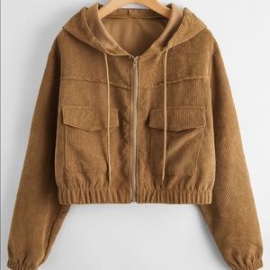 Corduroy zip up crop jacket